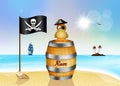 Pirate bird on bottle rum Royalty Free Stock Photo