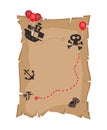 Pirate Birthday Invitation Card, line color vector illustration