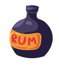 Pirate bottle of rum, alcoholic drink in flask Royalty Free Stock Photo