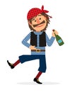 Pirate with bottle of rum