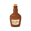 Pirate bottle of rum. Piracy icon isolated on white background. Vector illustration in flat cartoon style