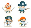 Pirate Buccaneer Filibuster Corsair Sea Dog Fantasy RPG Treasure Game Character Icons Set Flat Design Vector Royalty Free Stock Photo