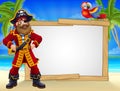 Pirate Captain Beach Sign Cartoon