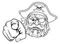 Pirate Captain Cartoon Character Mascot Pointing