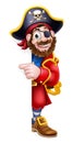 Pirate Captain Cartoon Peeking Background Sign Royalty Free Stock Photo