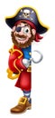 Pirate Captain Cartoon Peeking Sign Background Royalty Free Stock Photo