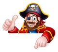 Pirate Captain Cartoon Peeking Sign Background Royalty Free Stock Photo