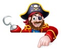 Pirate Captain Cartoon Pointing Sign Background Royalty Free Stock Photo