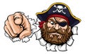Pirate Captain Cartoon Pointing Tearing Background