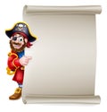 Pirate Captain Cartoon Scroll Sign Background Royalty Free Stock Photo