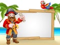 Pirate Cartoon Beach Background Royalty Free Stock Photo