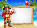 Pirate Cartoon Beach Sign Background Royalty Free Stock Photo