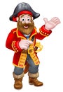 Pirate Cartoon Captain Character Mascot Pointing Royalty Free Stock Photo