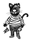 Pirate Cat drawing sketch doodle cartoon illustration Royalty Free Stock Photo