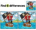 Pirate and Chest Floating Find The Differences Royalty Free Stock Photo