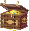 Pirate chest with treasures. Royalty Free Stock Photo