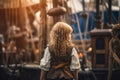 Pirate child girl aboard pirate ship. Generate Ai