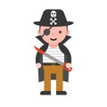 Pirate, children in Halloween costume, flat design