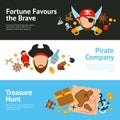 Pirate concept flat banners set Royalty Free Stock Photo