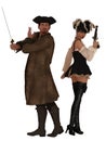 Pirate couple with weapons drawn