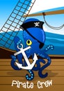 Pirate crew octopus holding an anchor Royalty Free Stock Photo