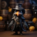 Pirate Crow Vinyl Toy: Hyper-detailed Cryptopunk Character In Ray Tracing Style