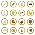 Pirate culture symbols icons circle