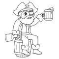Pirate Drinking Rum Isolated Coloring Page