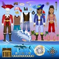 Pirate Elements Vector Kit - Posable Dressable Characters with Detailed Costumes For a variety of uses