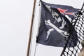 Pirate flag on a ship Royalty Free Stock Photo