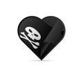 Pirate flag in heart. Jolly Roger flag. Sign. Vector illustration. Royalty Free Stock Photo