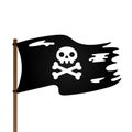 Pirate flag with Jolly Roger skull and crossing bones flat style design vector illustration, Royalty Free Stock Photo