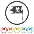 Pirate flag ring icon, color set Royalty Free Stock Photo