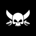 Pirate flag skull. Black Banner filibuster. Head skeleton pirate Royalty Free Stock Photo