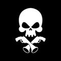 Pirate flag skull. Black Banner filibuster. Head skeleton pirate Royalty Free Stock Photo