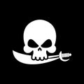 Pirate flag skull. Black Banner filibuster. Head skeleton pirate Royalty Free Stock Photo