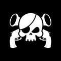 Pirate flag skull. Black Banner filibuster. Head skeleton pirate Royalty Free Stock Photo