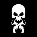 Pirate flag skull. Black Banner filibuster. Head skeleton pirate Royalty Free Stock Photo