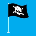 Pirate flag skull. Black Banner filibuster. Head skeleton pirate Royalty Free Stock Photo
