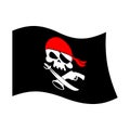 Pirate flag skull and crossbones. piratical black banner isolate Royalty Free Stock Photo