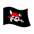 Pirate flag skull and crossbones. piratical black banner isolate Royalty Free Stock Photo