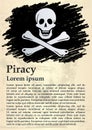 Pirate flag with skull and crossbones. The traditional `Jolly Roger` of piracy. Template for the design of posters, advertising, m Royalty Free Stock Photo