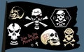 Pirate flag vector skull set Royalty Free Stock Photo