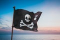 Pirate flag waving with the wind Royalty Free Stock Photo