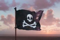 Pirate flag waving with the wind Royalty Free Stock Photo