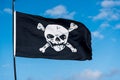 Pirate flag in the wind Royalty Free Stock Photo