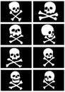 Pirate flags with skulls and crossbones