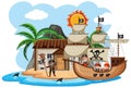 Pirate found abandon house on island Royalty Free Stock Photo