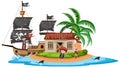 Pirate found abandon house on island Royalty Free Stock Photo