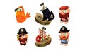 Pirate game elements set, male pirate, parrot, ship, user interface assets for mobile apps or video games vector Royalty Free Stock Photo